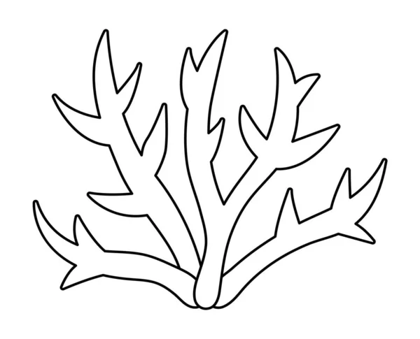 Icône Vectorielle Corail Noir Blanc Sous Illustration Ligne Mer Avec — Image vectorielle