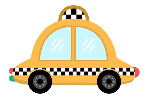 Vektör Sarı Taksi Çocuklar Için Komik Bir Taksi Güzel Araba — Stok Vektör