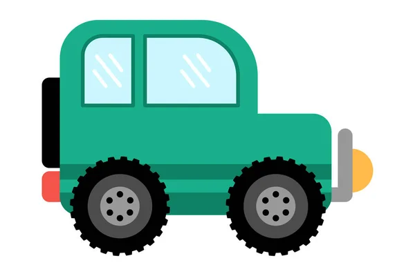 Vector Green Jeep Car Funny Road Automobile Kids Cute Vehicle — Stock Vector