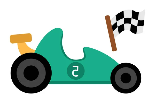 Διανυσματικό Πράσινο Αγωνιστικό Αυτοκίνητο Αστείο Γρήγορο Αυτοκίνητο Για Παιδιά Χαριτωμένο — Διανυσματικό Αρχείο
