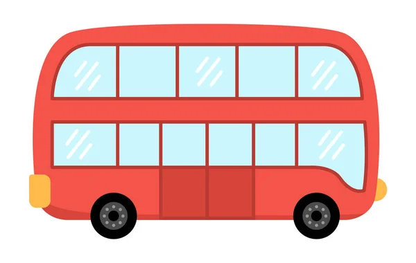 Bus Due Piani Rosso Vettoriale Autobus Divertente Bambini Graziosa Clip — Vettoriale Stock