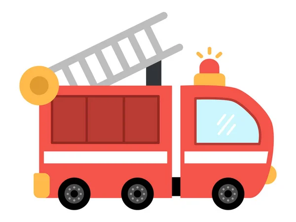Vector Fire Engine Truck Funny Transportation Kids Cute Vehicle Special — Stock Vector
