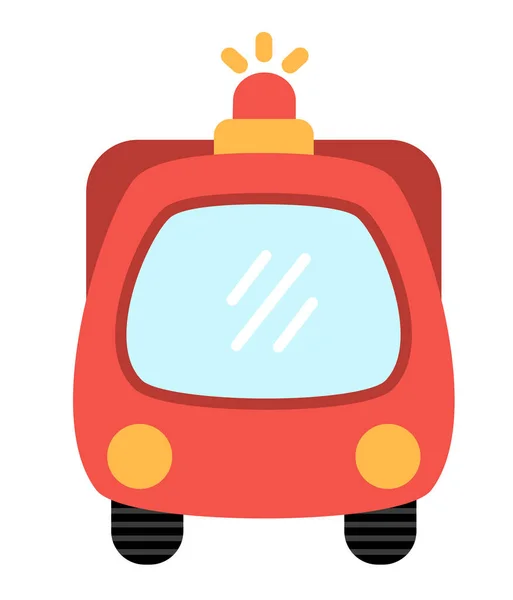 Векторная Пожарная Машина Вид Спереди Забавный Транспорт Детей Симпатичная Машина — стоковый вектор