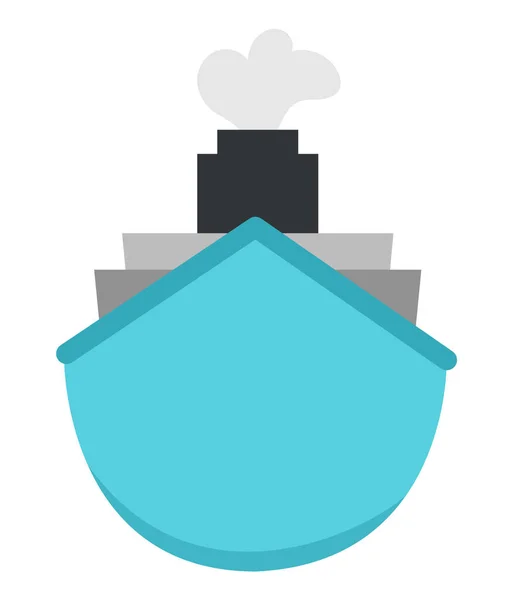 Διανυσματικό Μπλε Ατμόπλοιο Μπροστά Όψη Σωλήνες Ατμό Άγκυρα Σημαία Εικονίδιο — Διανυσματικό Αρχείο