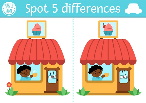Trouver Jeu Différences Pour Les Enfants Activité Éducative Avec Café — Image vectorielle