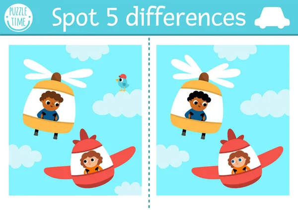 Trouver Jeu Différences Pour Les Enfants Activité Éducative Transport Avec — Image vectorielle