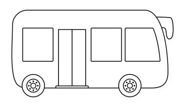 Vector siyah beyaz otobüs. Çocuklar için komik bir otobus. Güzel araba klipsleri. Beyaz arka grupta izole edilmiş toplu taşıma simgesi ya da renklendirme sayfası