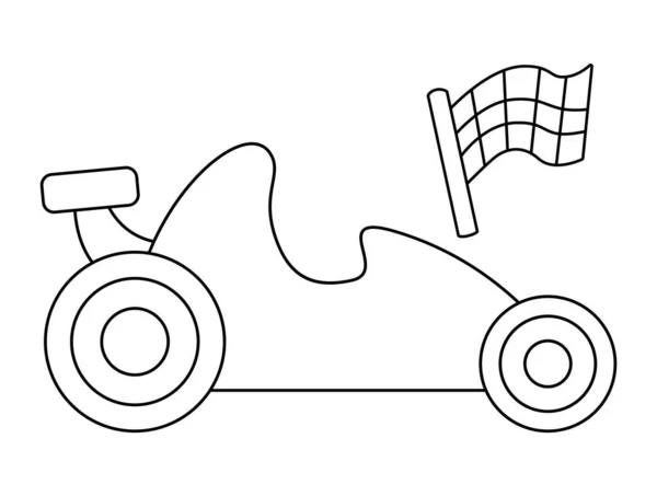 Vector Zwart Wit Raceauto Grappige Lijn Snelle Auto Voor Kinderen — Stockvector