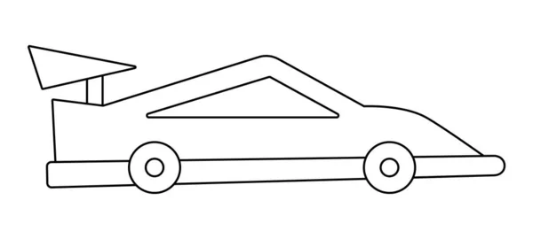 Векторный Черно Белый Гоночный Автомобиль Забавная Линия Скоростного Автомобиля Детей — стоковый вектор