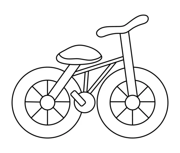ベクターブラックとホワイトの自転車アイコン 白い背景に隔離されたラインバイクのイラスト アクティブなスポーツ用品のサインまたは着色ページ 代替エコロジー輸送コンセプト — ストックベクタ