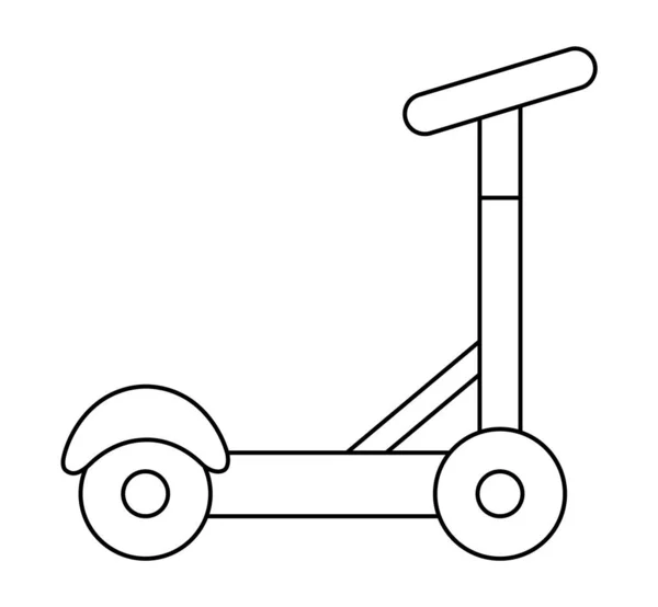 Vector Zwart Wit Scooter Pictogram Lijn Kind Vervoer Illustratie Geïsoleerd — Stockvector