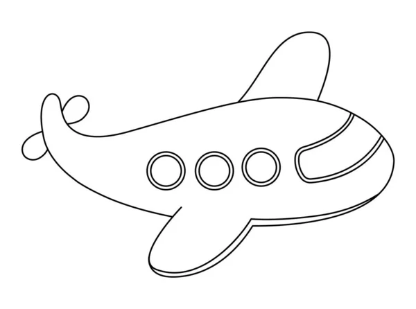 Значок Векторной Черно Белой Плоскости Воздушный Транспорт Детей Смешная Линия — стоковый вектор