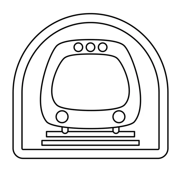 Векторный Черно Белый Метропоезд Вид Спереди Забавный Подземный Транспорт Детскими — стоковый вектор