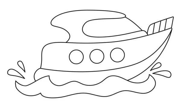 Dalgalar Sıçramalarla Siyah Beyaz Sürat Teknesini Yönlendir Taşıma Hattı Simgesi — Stok Vektör