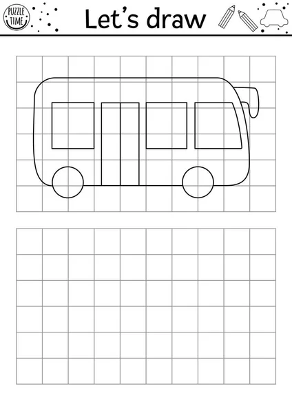 Teken Bus Vector Transport Tekening Praktijk Werkblad Afdrukbare Zwart Wit — Stockvector