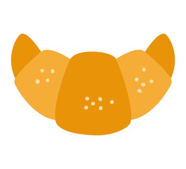 Vektör yassı kruvasan çizimi. Fransız pasta ikonu. Kahvaltı rulosu beyaz grupta izole edilmiş.