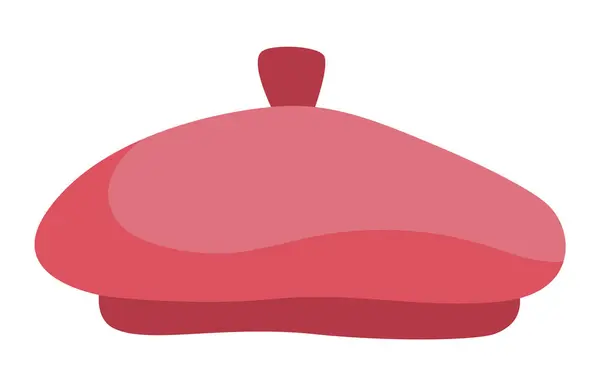 Значок Векторного Красного Берета Традиционная Французская Шляпа Иллюстрация Головки Белом — стоковый вектор