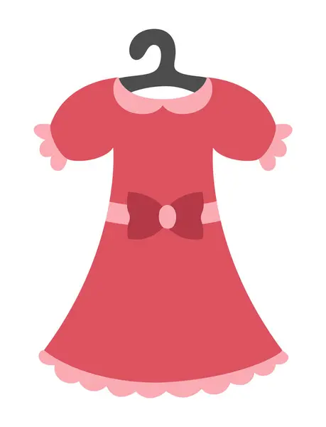 Vetor Ícone Vestido Vermelho Roupa Mulher Tradicional Com Cabide Bonito — Vetor de Stock