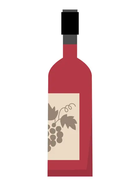 向量红葡萄酒瓶子图标 可爱的法国符号悬崖元素 酒类方面的例证 — 图库矢量图片