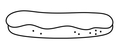 Çikolata kremalı pasta, üst çizgi ikonu. Fransız tatlı vektörü siyah beyaz çizim. Pasta resmi ya da renklendirme sayfası