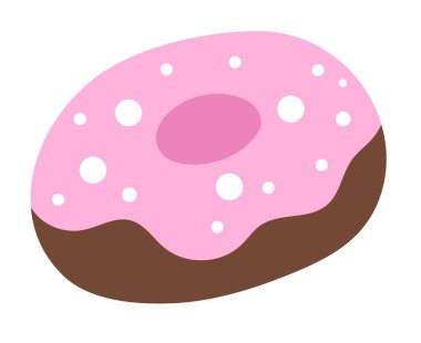 Pembe kremalı vektör çörek. Peri masalı temalı doğum günü tatlısı. Tatlı sihirli çikolata tasarımı elementi. Tatlı pastane Meksika