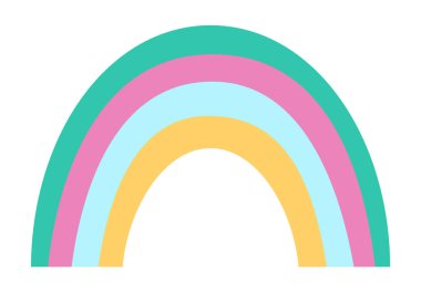 Vektör gökkuşağı. Tek boynuzlu at hazinesi konsepti. Beyaz arka planda izole edilmiş kartlar için sihirli ya da peri masalı dekorasyonu. Şirin hava elementi