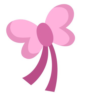 Vektör pembe yay simgesi. Beyaz grupta izole edilmiş şirin tatil aksesuarları.