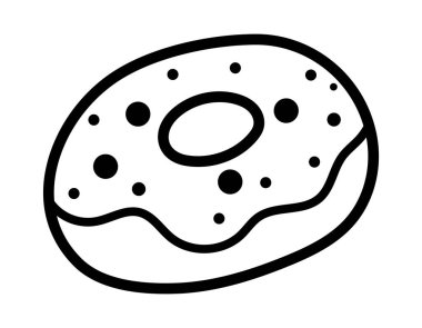 Kremalı siyah ve beyaz donut. Peri masalı temalı doğum günü tatlısı. Tatlı çizgi sihirli çubuk şeker tasarımı elementi. Tatlı fırın simgesi ya da boyama pastası