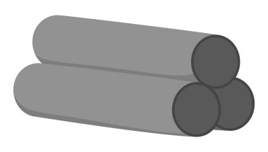 Metal borular yığın simgesi. Gri tüpler beyaz arkaplanda izole edilmiş.