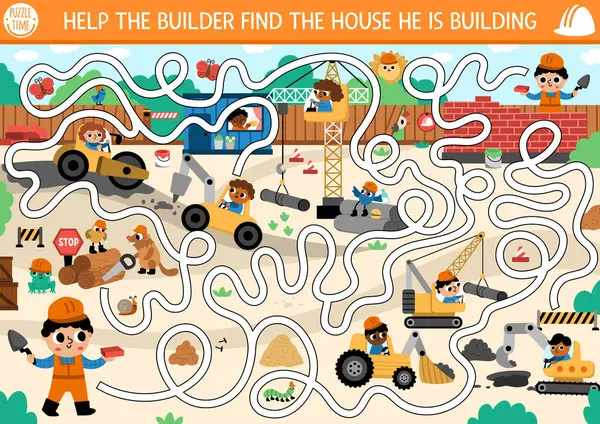 Építési Telek Labirintus Gyerekeknek Ipari Táj Építők Speciális Autók Technikák Jogdíjmentes Stock Illusztrációk
