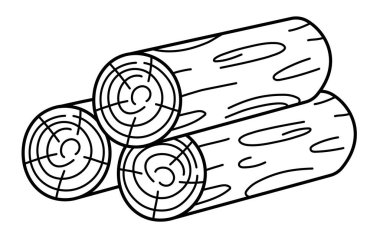 Vektör siyah ve beyaz kütük yığın simgesi. Tahta döşeme çizgisi çizimi ya da beyaz arka planda izole edilmiş boyama sayfası. Ahşap resim