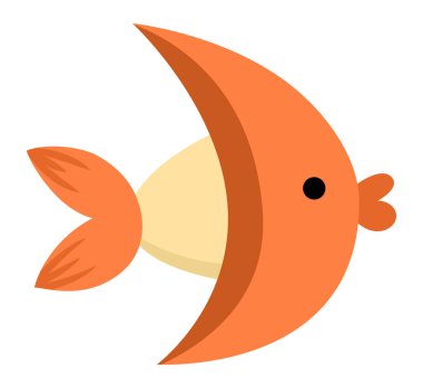 Vektör turuncu kelebek balık ikonu. Deniz illüstrasyonunun altında sevimli, komik bir yaratıkla. Okyanus hayvanı klipsi. Su altı karikatürü ya da beyaz grupta izole edilmiş çocuklar için deniz klip sanatı