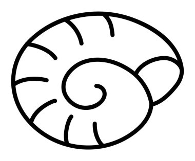 Beyaz arka planda izole edilmiş siyah beyaz deniz kabuğu taşıyıcısı. Hat deniz kabuğu simgesi. Yaz, su altı ya da okyanus hayatı birleşir. Tatlı su resimleme ya da çocuklar için boyama sayfası. Tatil plajı objec