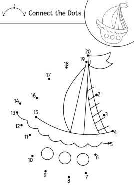 Denizkızını noktadan noktaya yönlendir ve şirin bir gemiyle renk aktivitesi yap. Okyanus krallığı su taşımacılığıyla noktaları birleştirir. Çocuklar için deniz boyama sayfası. Sualtı yazdırılabilir çalışma alanı