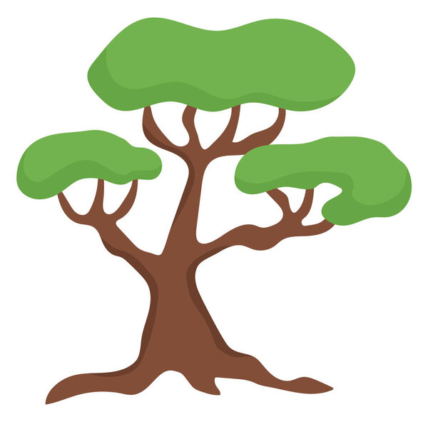 Cute tree illustration. Vector green plant icon. Woodland or forest picture. Funny greenery element for kids isolated on white backgroun