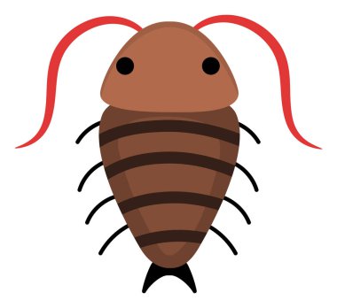 Vektör karikatür kırkayağı. Komik tarih öncesi böcek. Orman böceği. Beyaz arka planda izole edilmiş çocuklar için sevimli orman ürpertici bir illüstrasyon. Tropikal ya da yağmur ormanı böceği ico