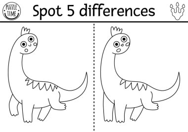 Farklılık oyunu bul. Dinozor, brachiosaur 'la siyah-beyaz eğitim aktivitesi. Antik hayvanları olan çocuklar için çizgi bulmacası. Yazdırılabilir çalışma sayfası, diplodocu ile renklendirme sayfası