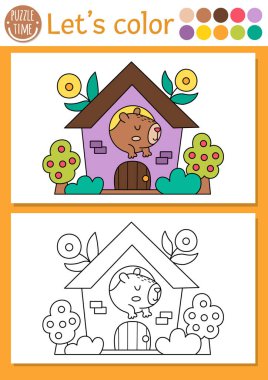 Capybara boyama sayfasında çiçekli şirin bir hayvanı olan çocuklar için. Vektör kapibara tasviri. Renkli örnekleri olan çocuklar için boyama kitabı. Çizim becerileri yazdırılabilir çalışma grubu