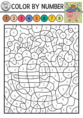 Köpük ve mandalina banyosu yapan hayvanlara göre vektör capybara rengi. Doğa manzarası. Siyah beyaz sayma oyunu. Sevimli Capibar 'ı olan çocuklar için boyama sayfası