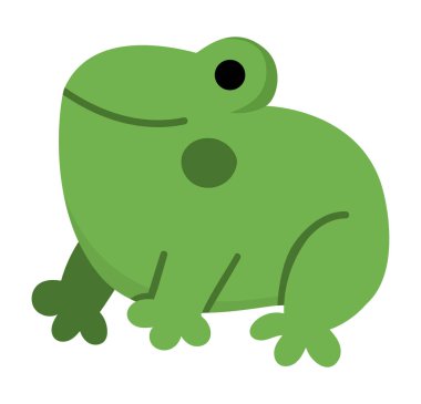 Vector frog icon. Magic creature clipart. Cute green toad character. Woodland fantasy animal. Forest fairy tale illustration isolated on whit