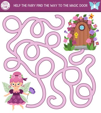 Çiçek perisi olan çocuklar için eğlenceli bir labirent. Güllerle çevrili sihirli kapıya gidiyorlar. Peri masalı prenses basılabilir aktivitesi ve kanatlı tatlı bir kız. Büyülü orman, ormanlık labirent oyunu ya da bulmaca