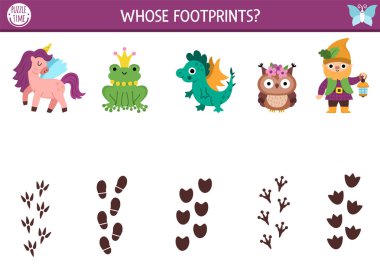 Orman perisi büyülü yaratıklarla ve ayak izleriyle etkinlik gösteriyor. Tek boynuzlu at, ejderha, kurbağa prens, baykuş, cüce ve ayak izleriyle fantezi orman bulmacası. Nesneleri eşleştir oyunu. Peri masalı eşleşmesi