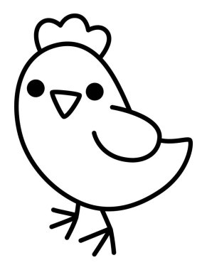 Vektör siyah ve beyaz kuş simgesi. Sihirli yaratık hattı klipsi. Tatlı peri masalı karakteri. Woodland fantezi hayvanı. Orman masalı illüstrasyonu, beyaz arka grubunda izole edilmiş renk sayfası