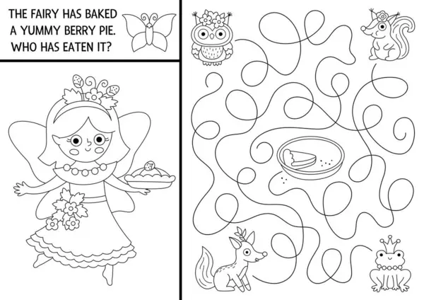 Perili çocuklar için siyah-beyaz labirent, çilekli turta, baykuş, sincap, tilki, kurbağa. Peri masalı, basılabilir etkinlik, boyama sayfası. Sihirli orman, ormanlık labirent oyunu, yapboz. Pastayı kim yedi?