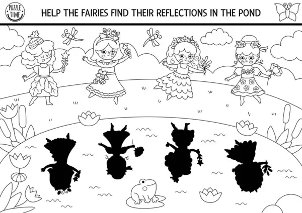 Orman perisi siyah ve beyaz gölgeleri kızlarla ve sudaki yansımalarla eşleştiriyor. Tatlı böğürtlen, meşe palamudu ve çiçek prensesiyle sihirli orman bulmacası. Doğru siluet renklendirme sayfasını bul