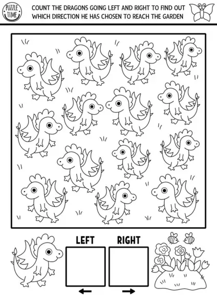 Peri Diyarı, çocuklar için sol ve sağ kavramlı orman doğası mantık oyunu. Siyah ve beyaz, ejderhalarla casusluk yapıyorum, faaliyetleri sayıyorum. Yazdırılabilir boşluk yönlendirme çalışma tablosu, bulmaca, renklendirme sayfası