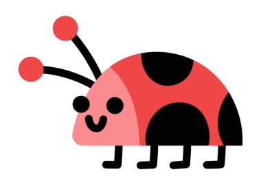 Vektör gülümseyen uğur böceği ikonu. Sihirli yaratık tırmanıyor. Tatlı peri masalı karakteri. Woodland fantezi böceği. Orman masalı illüstrasyonu beyaz grupta izole edilmiş.