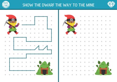 Cüce çizimi, yazı, iz sürme, cüce madencisi olan çocuklar için uzay yönlendirme aktivitesi dağda çalışacak. Örneklere göre çizgi çiz. Anaokulu ormanlık yazdırılabilir oyun, bulmaca