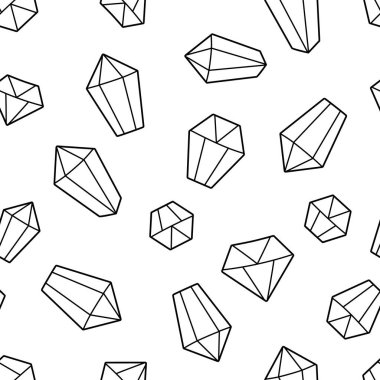 Mücevherleri olan siyah ve beyazı taşıyıcı. Şirin değerli taşlar arka plan ya da boyama sayfalarını tekrarlar. Cüce, cüce ya da hazine içeren dijital kağıt. Kristalli sihirli yaratık dokusu