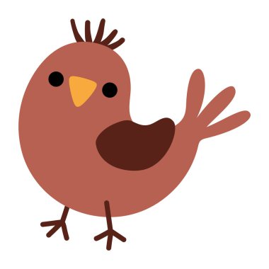 Vektör çizgi film kahverengi kuş gagalama tohumları. Noel Hayvanı Klibi. Çocuklar için şirin yeni yıl kuş çizimi. Kış tatili simgesi Whit 'te izole